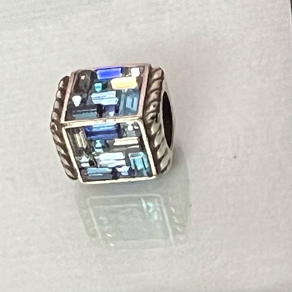 Brighton Silver Charm with Long Blue Colored Gem Stones In A Mosaic Style - Picture 7 of 9